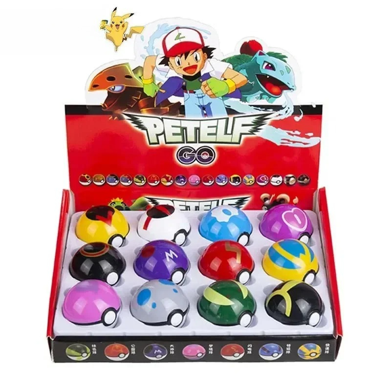 Kids Toys Return Gift - 12Pcs Pokemon Figure Pokeball Toys Pikachu