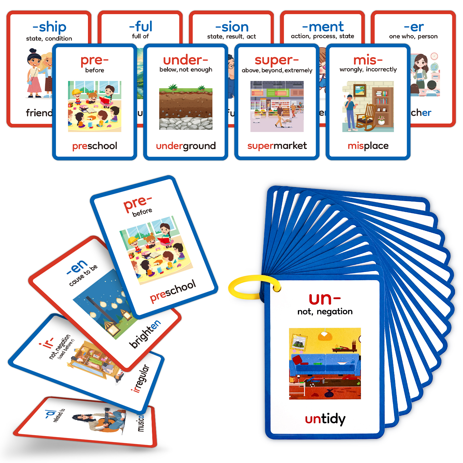 15pcs Double-Sided Prefixes an - Educational Flash Card ulasan dan harga