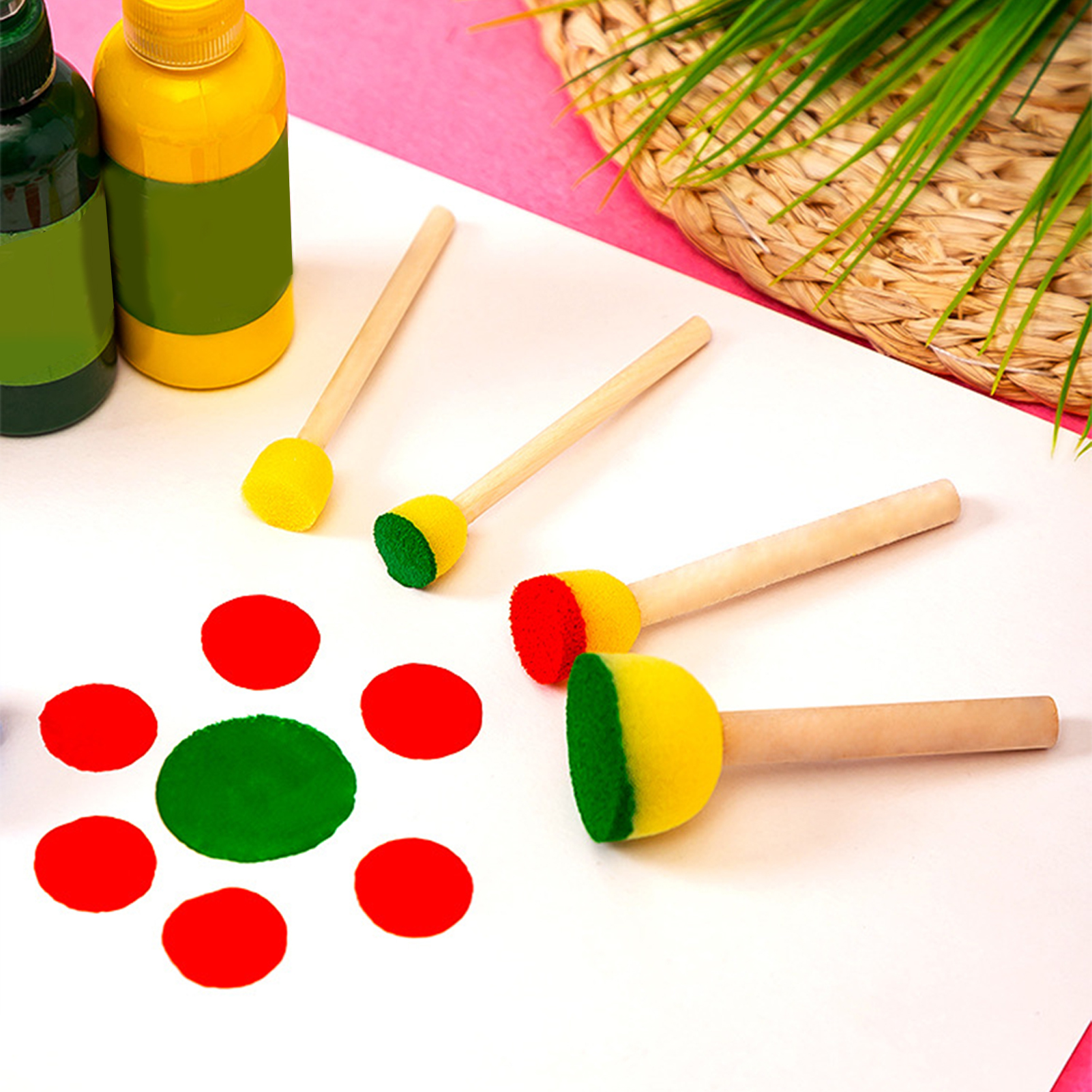 5pcs Round Stencil Sponge Wood - Kids Toys Drawing ulasan dan harga