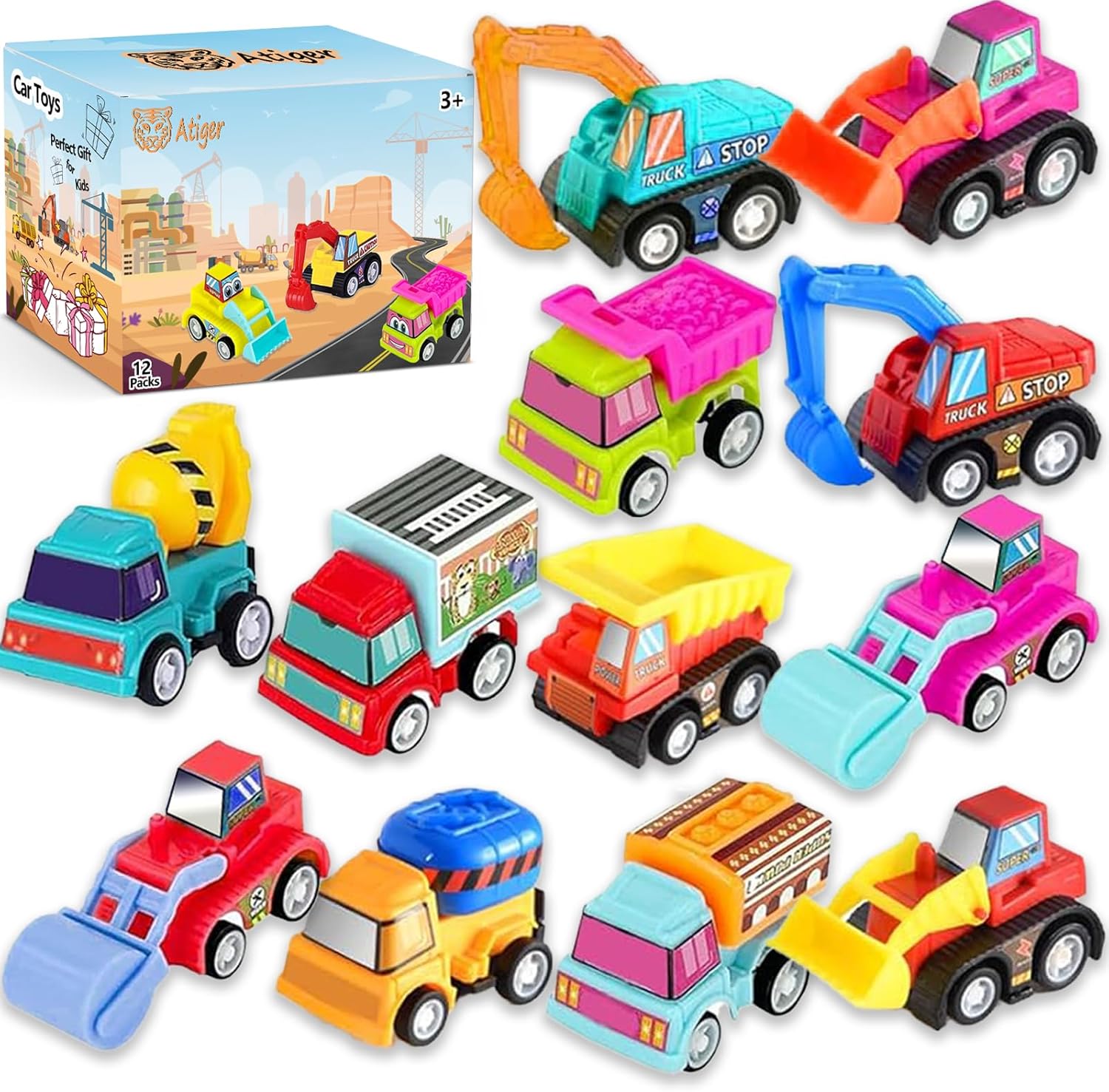 12pcs Pull Back Cars Truck Veh - Kids Toys Car ulasan dan harga