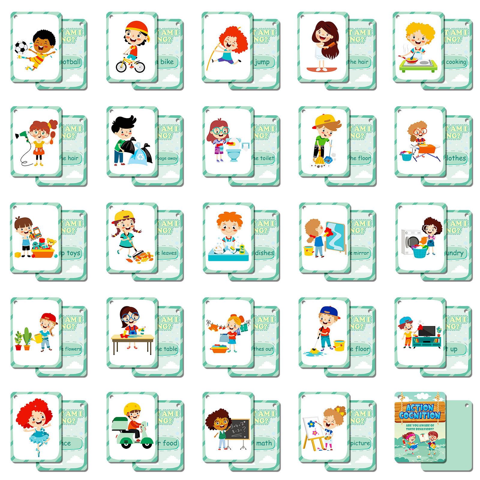 50Pcs/Set Cognition Learning C - Educational Flash Card ulasan dan harga